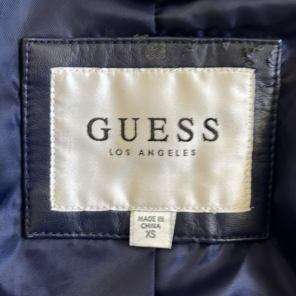 Guess Megan moto faux leather jacket.  Navy blue. Size XS.  Some wear. - Picture 8 of 8
